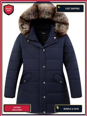 Plus Size Women's Parka Down Winter Coat Windproof Waterproof Detachable Hood